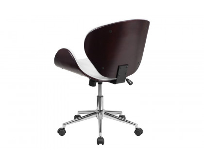 BLNK Tana LeatherSoft Mid-Back Mahogany Wood Conference Office Chair