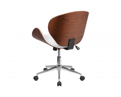 BLNK Tana LeatherSoft Mid-Back Walnut Wood Conference Office Chair - White