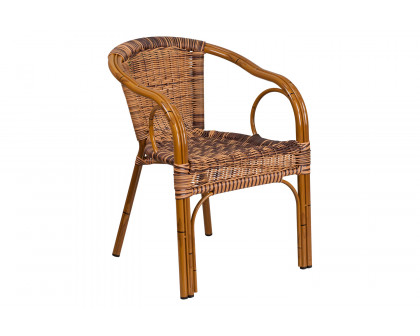 BLNK Cadiz Series Rattan Restaurant Patio Chair with Bamboo-Aluminum Frame