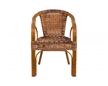 BLNK Cadiz Series Rattan Restaurant Patio Chair with Bamboo-Aluminum Frame - Burning Brown/Dark Red