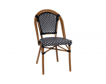 BLNK Bordeaux Commercial Indoor-Outdoor French Bistro Stacking Chair - Black/White