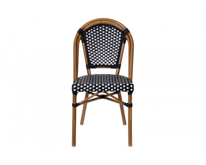 BLNK Bordeaux Commercial Indoor-Outdoor French Bistro Stacking Chair - Black/White