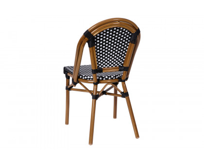 BLNK Bordeaux Commercial Indoor-Outdoor French Bistro Stacking Chair - Black/White