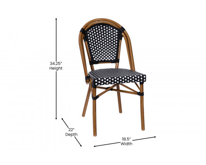 BLNK Bordeaux Commercial Indoor-Outdoor French Bistro Stacking Chair - Black/White