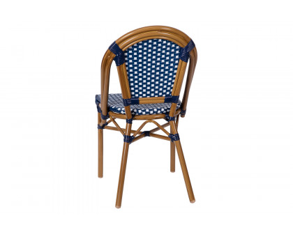 BLNK Bordeaux Commercial Indoor-Outdoor French Bistro Stacking Chair - Navy/White