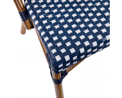 BLNK Bordeaux Commercial Indoor-Outdoor French Bistro Stacking Chair - Navy/White