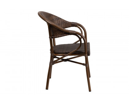 BLNK™ Milano Series Rattan Restaurant Patio Chair with Bamboo-Aluminum Frame - Cocoa