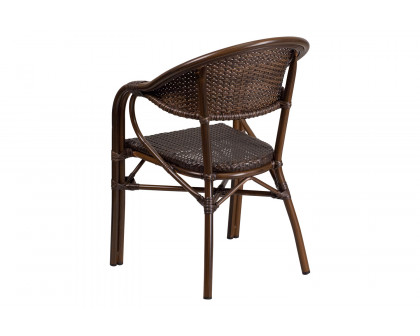 BLNK™ Milano Series Rattan Restaurant Patio Chair with Bamboo-Aluminum Frame - Cocoa