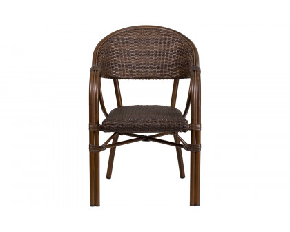 BLNK™ Milano Series Rattan Restaurant Patio Chair with Bamboo-Aluminum Frame - Cocoa