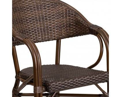 BLNK™ Milano Series Rattan Restaurant Patio Chair with Bamboo-Aluminum Frame - Cocoa