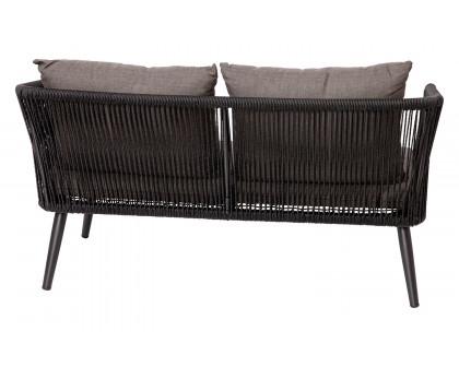 BLNK - Kierra Black All-Weather Woven Conversation Set with Gray Zippered Removable Cushions and Metal Coffee Table 4-Piece