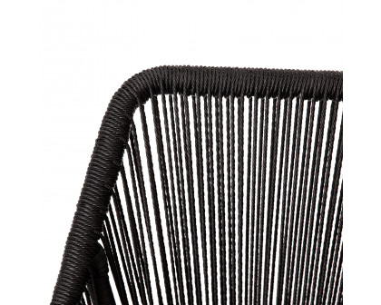 BLNK Kallie All-Weather Woven Stacking Club Chairs with Rounded Arms and Zippered Seat Cushions Set of 2 - Black/Gray