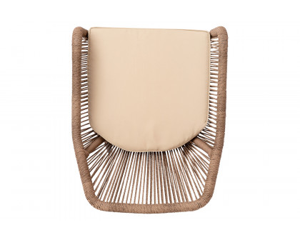 BLNK Kallie All-Weather Woven Stacking Club Chairs with Rounded Arms and Zippered Seat Cushions Set of 2 - Natural/Ivory