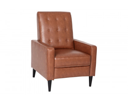 BLNK Ezra LeatherSoft Mid-Century Modern Upholstered Button Tufted Pushback Recliner - Brown