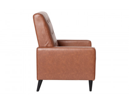 BLNK Ezra LeatherSoft Mid-Century Modern Upholstered Button Tufted Pushback Recliner - Brown