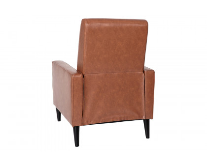 BLNK Ezra LeatherSoft Mid-Century Modern Upholstered Button Tufted Pushback Recliner - Brown