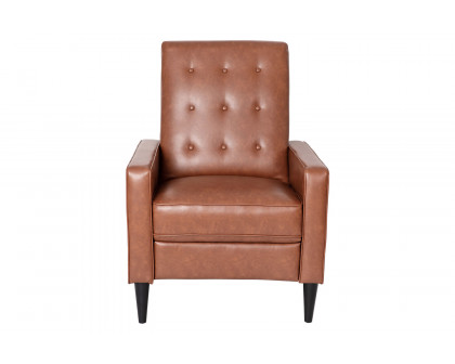 BLNK Ezra LeatherSoft Mid-Century Modern Upholstered Button Tufted Pushback Recliner - Brown