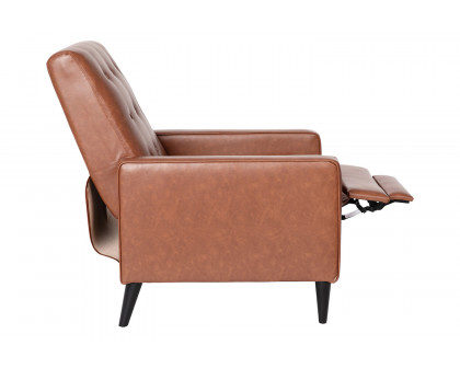 BLNK Ezra LeatherSoft Mid-Century Modern Upholstered Button Tufted Pushback Recliner - Brown