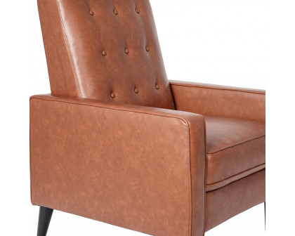 BLNK Ezra LeatherSoft Mid-Century Modern Upholstered Button Tufted Pushback Recliner - Brown