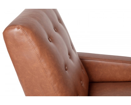 BLNK Ezra LeatherSoft Mid-Century Modern Upholstered Button Tufted Pushback Recliner - Brown