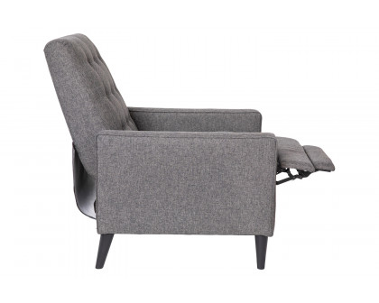 BLNK Ezra Fabric Mid-Century Modern Upholstered Button Tufted Pushback Recliner - Gray