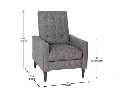 BLNK Ezra Fabric Mid-Century Modern Upholstered Button Tufted Pushback Recliner - Gray