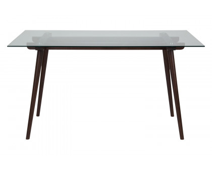 BLNK Meriden Rectangular Wood Solid Table with Clear Glass Top - Espresso