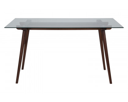 BLNK Meriden Rectangular Wood Solid Table with Clear Glass Top - Walnut