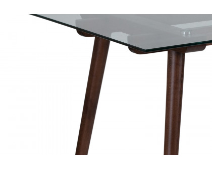 BLNK Meriden Rectangular Wood Solid Table with Clear Glass Top - Walnut