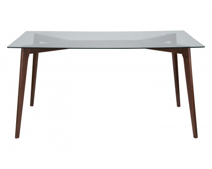 BLNK - Parkside Rectangular Wood Solid Table with Clear Glass Top