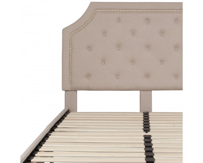 BLNK Brighton Tufted Upholstered Platform Bed - Beige, Full Size