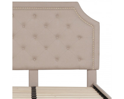 BLNK Brighton Tufted Upholstered Platform Bed - Beige, Full Size