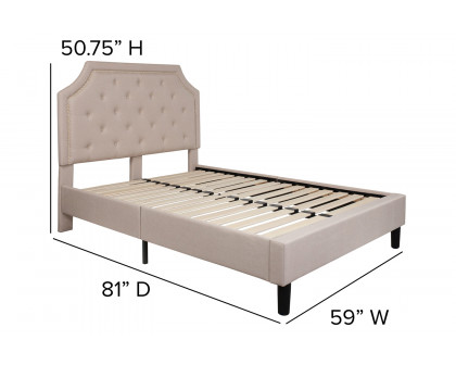 BLNK Brighton Tufted Upholstered Platform Bed - Beige, Full Size