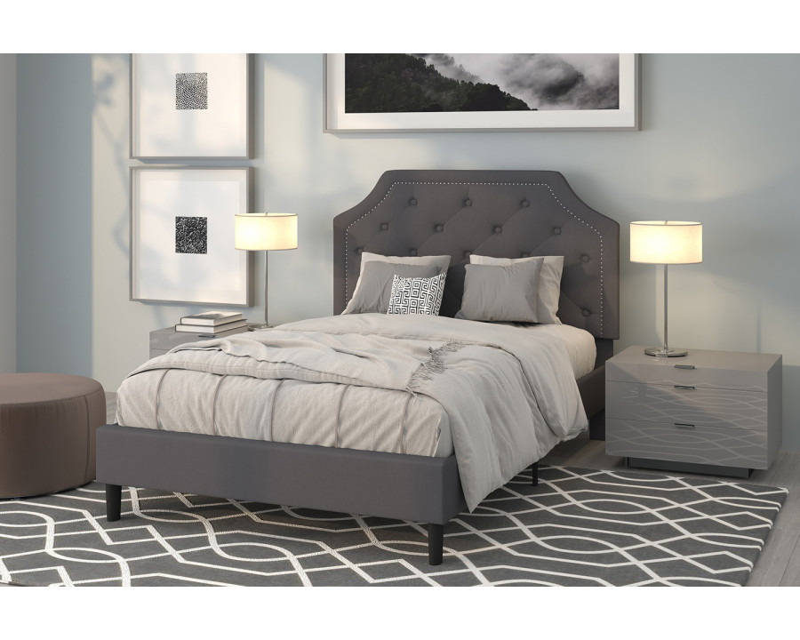 BLNK Brighton Tufted Upholstered Platform Bed - Dark Gray, Full Size