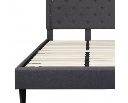 BLNK Brighton Tufted Upholstered Platform Bed - Dark Gray, Full Size