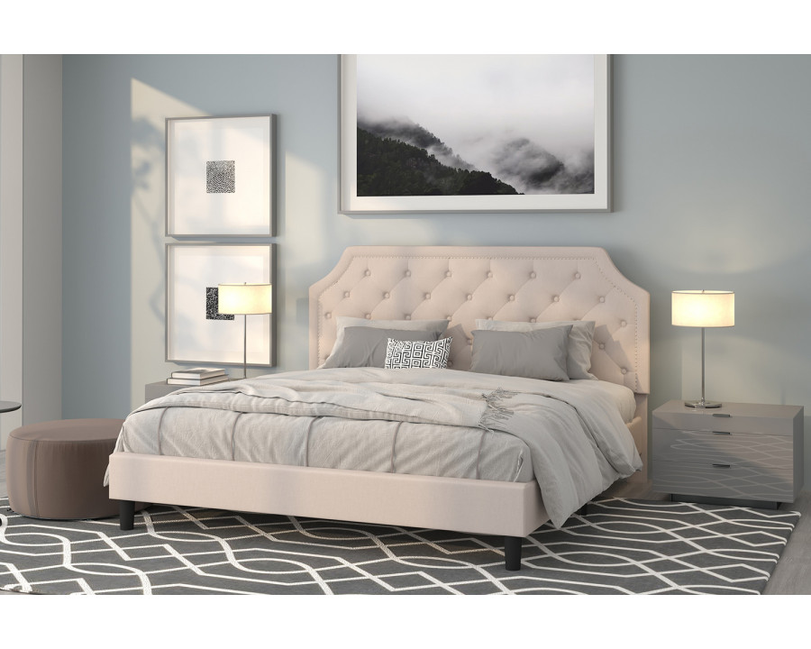 BLNK Brighton Tufted Upholstered Platform Bed - Beige, King Size