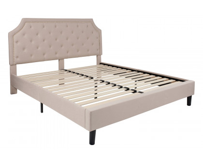 BLNK Brighton Tufted Upholstered Platform Bed - Beige, King Size