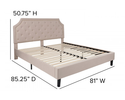 BLNK Brighton Tufted Upholstered Platform Bed - Beige, King Size