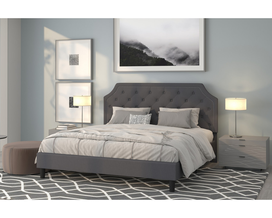 BLNK Brighton Tufted Upholstered Platform Bed - Dark Gray, King Size