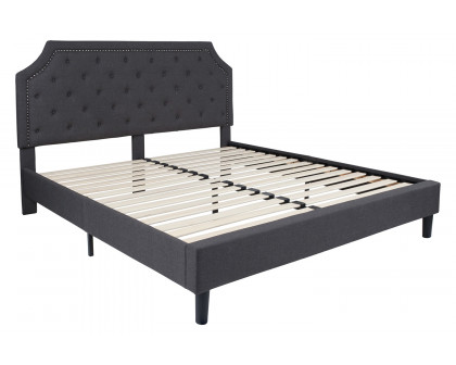 BLNK Brighton Tufted Upholstered Platform Bed - Dark Gray, King Size