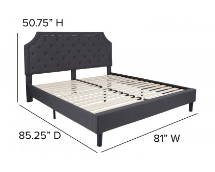 BLNK Brighton Tufted Upholstered Platform Bed - Dark Gray, King Size