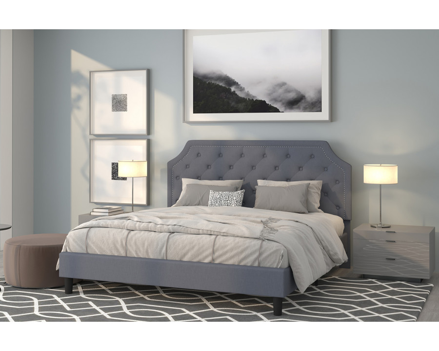 BLNK Brighton Tufted Upholstered Platform Bed - Light Gray, King Size