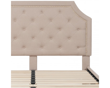 BLNK Brighton Tufted Upholstered Platform Bed - Beige, Queen Size