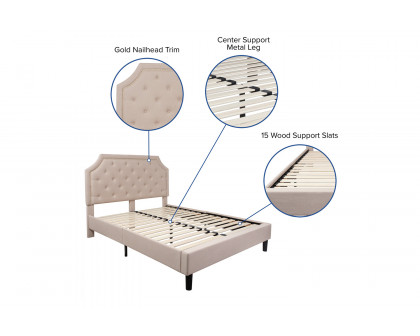 BLNK Brighton Tufted Upholstered Platform Bed - Beige, Queen Size