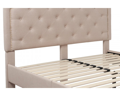 BLNK Brighton Tufted Upholstered Platform Bed - Beige, Queen Size