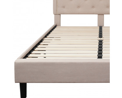 BLNK Brighton Tufted Upholstered Platform Bed - Beige, Queen Size