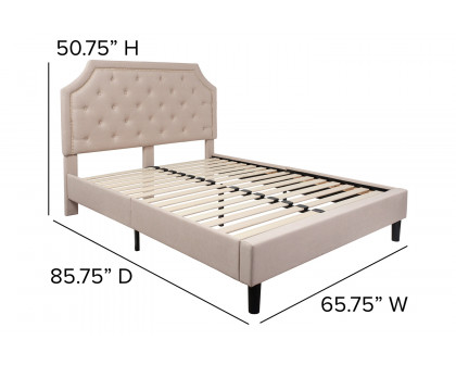 BLNK Brighton Tufted Upholstered Platform Bed - Beige, Queen Size