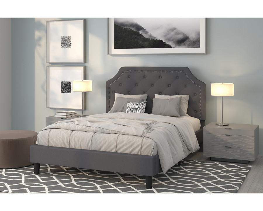 BLNK Brighton Tufted Upholstered Platform Bed - Dark Gray, Queen Size