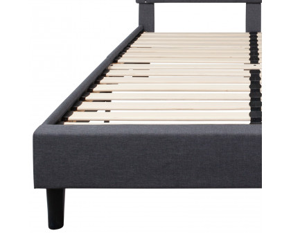 BLNK Brighton Tufted Upholstered Platform Bed - Dark Gray, Queen Size