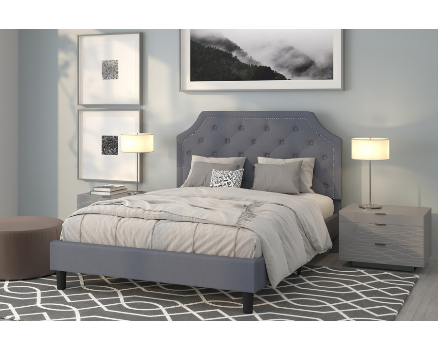 BLNK Brighton Tufted Upholstered Platform Bed - Light Gray, Queen Size